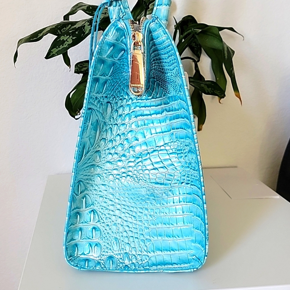 NWT 🌹Brahmin Caroline Handbag Dusty Blue Melbourne Collection leather - Picture 6 of 16